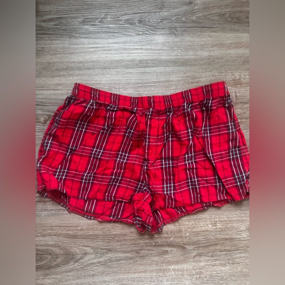 PINK Plaid Red Women's Boxer Shorts